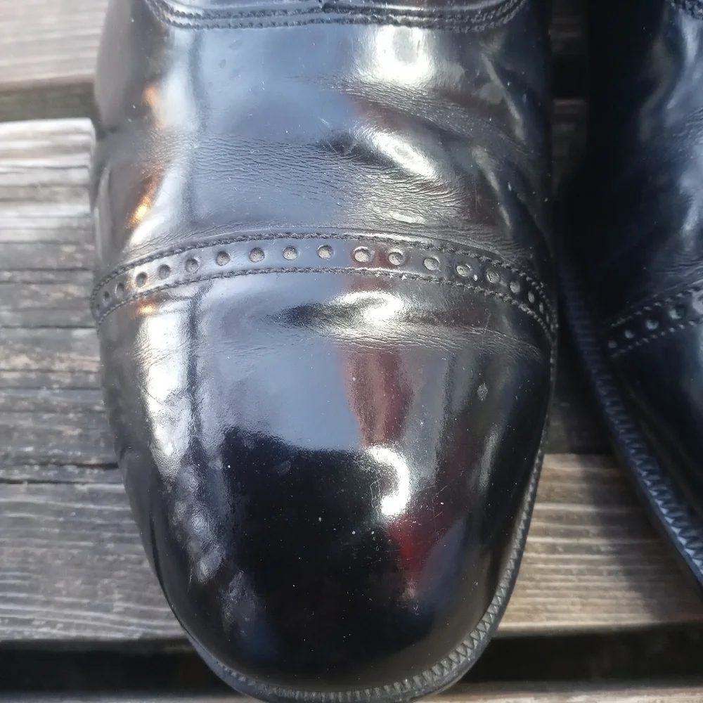 Florsheim Mens Oxford Black Leather Cap Toe Lace Up Shoes Size 10.5 3E. 255pem